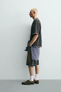 CONTRAST WASHED KNIT T-SHIRT