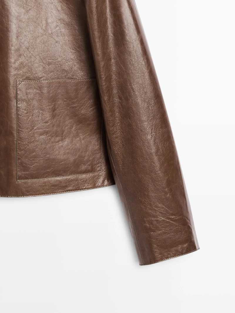 Cropped nappa leather jacket