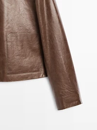 Cropped nappa leather jacket