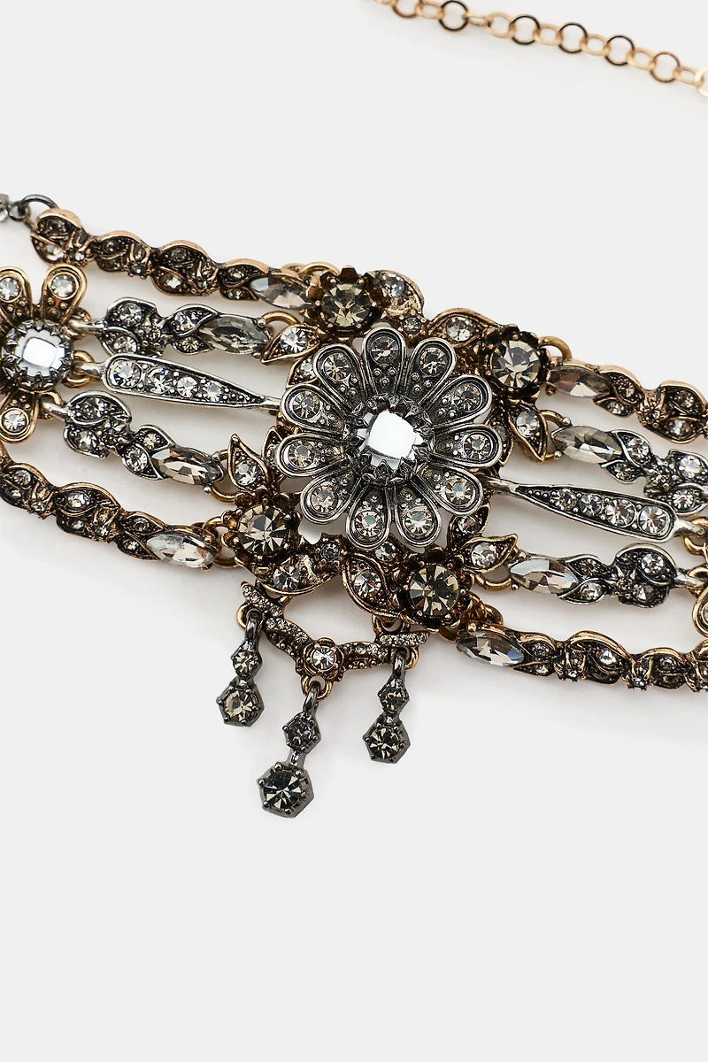 JEWELED FLOWER CHOKER