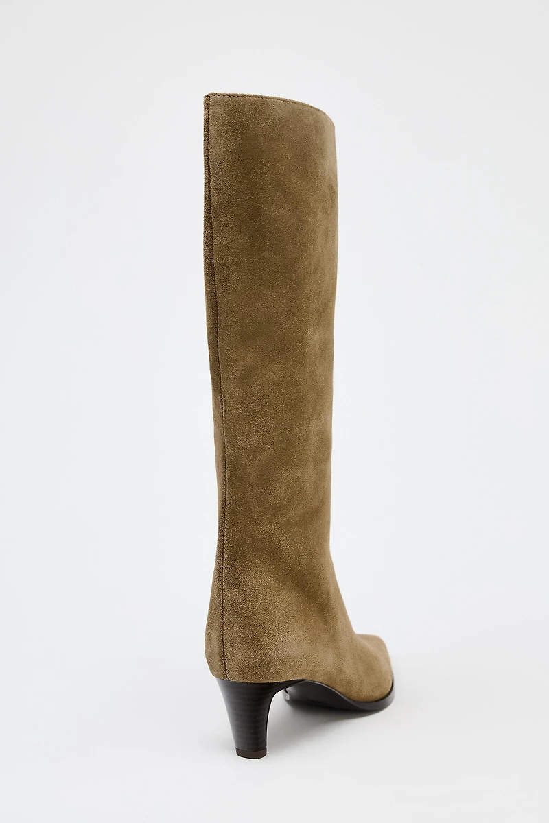 BOTTINES À TALONS KITTEN EN CUIR VELOURS