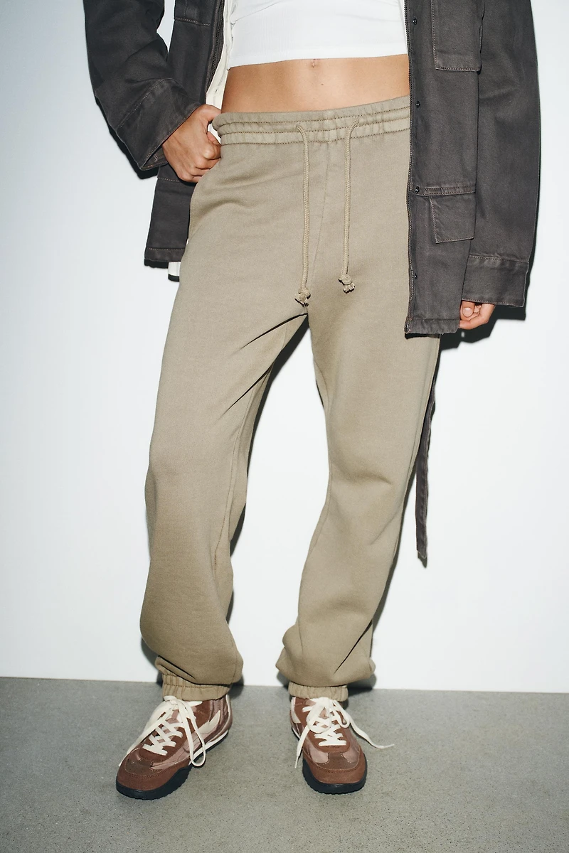 WASHED EFFECT FLEECE JOGGER PANTS