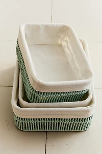 RECTANGULAR COTTON-LINED BASKET