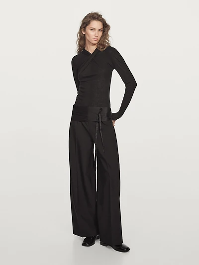 Lyocell and wool crossover top