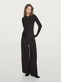 Lyocell and wool crossover top