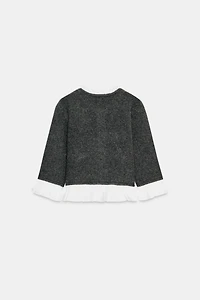 POPLIN TRIM COMBINATION CARDIGAN