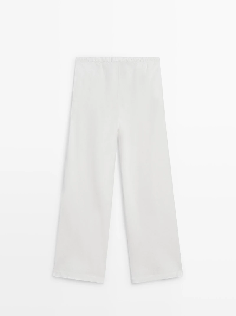 100% linen trousers with elasticated waistband