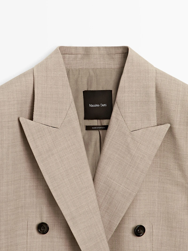 100% wool double-breasted blazer