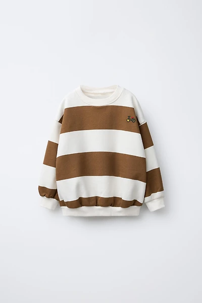 EMBROIDERED STRIPED SWEATSHIRT