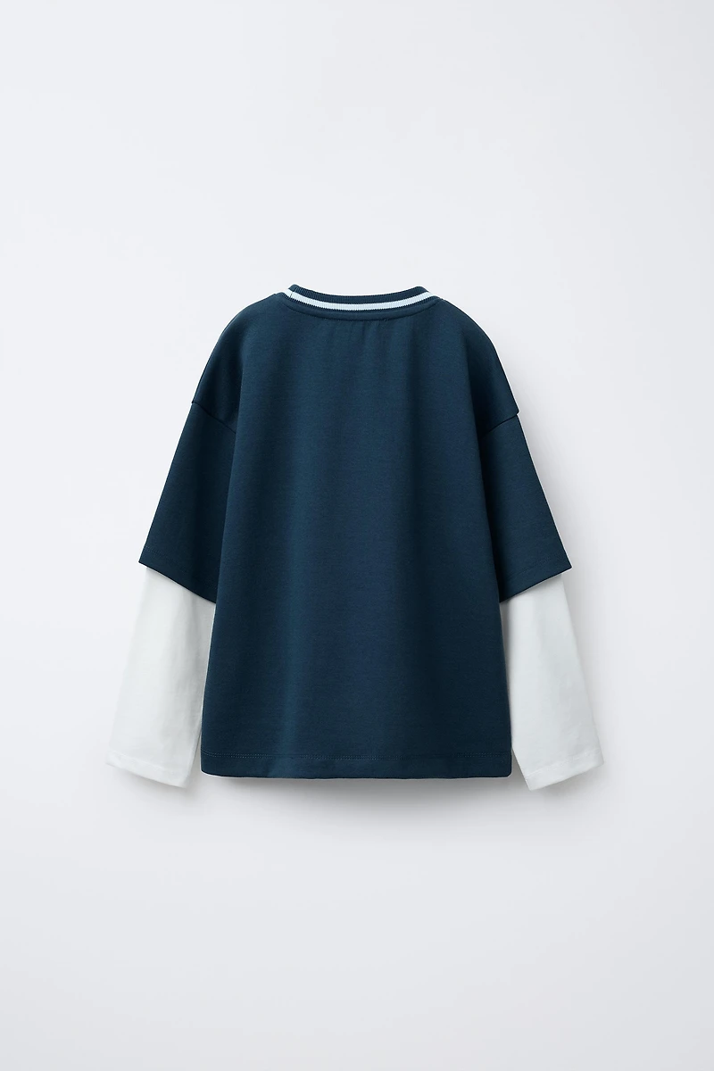DOUBLE SLEEVE PRINTED SWEATSHIRT