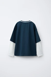 DOUBLE SLEEVE PRINTED SWEATSHIRT