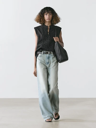 Cotton waistcoat with chest detail