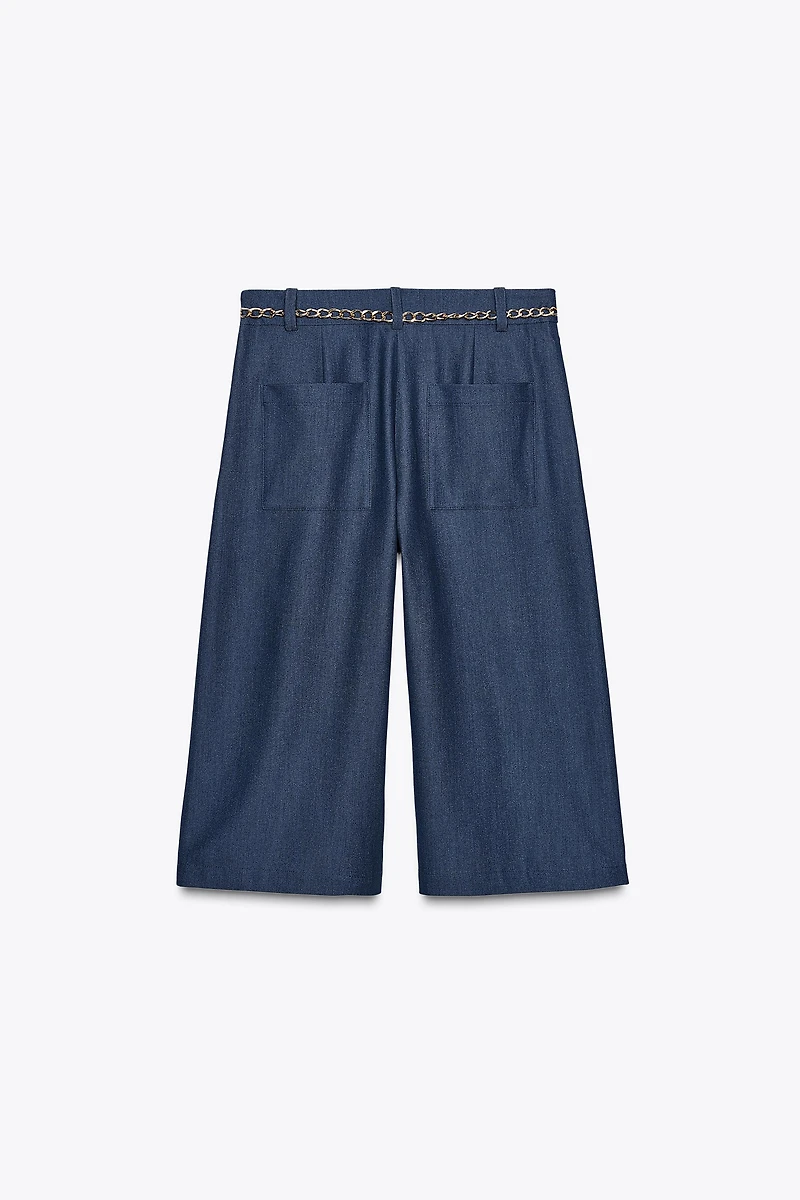 BELTED CHAIN LONG SHORTS