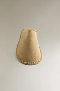 LEATHER SLIPPERS WITH TOPSTITCHING
