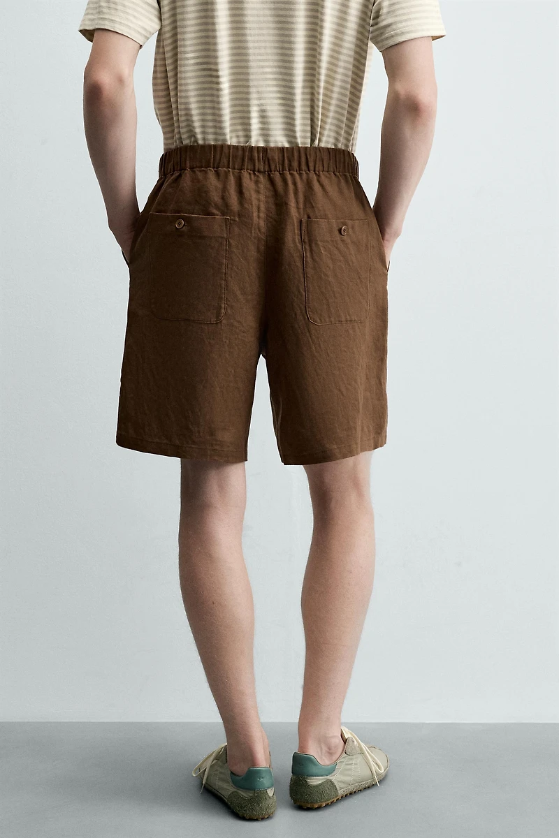 100% LINEN RELAXED FIT SHORTS