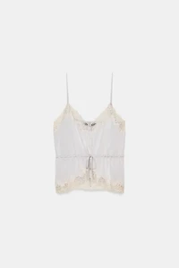 FLORAL LACE SATIN EFFECT TOP