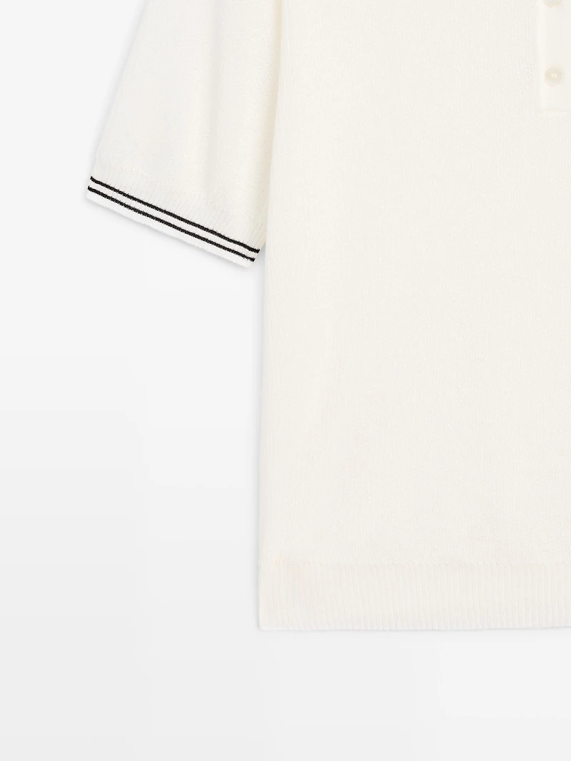 Knit polo shirt with sleeve detail