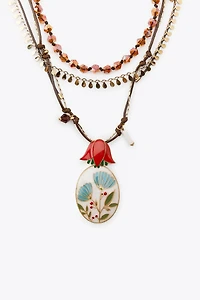 LOT DE 3 COLLIERS FANTAISIE FLEUR