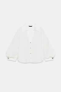 CHEMISE À MANCHES BOUFFANTES EN LIN