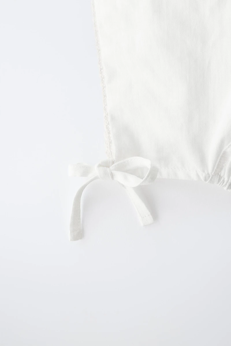LINEN AND COTTON LACE BONNET