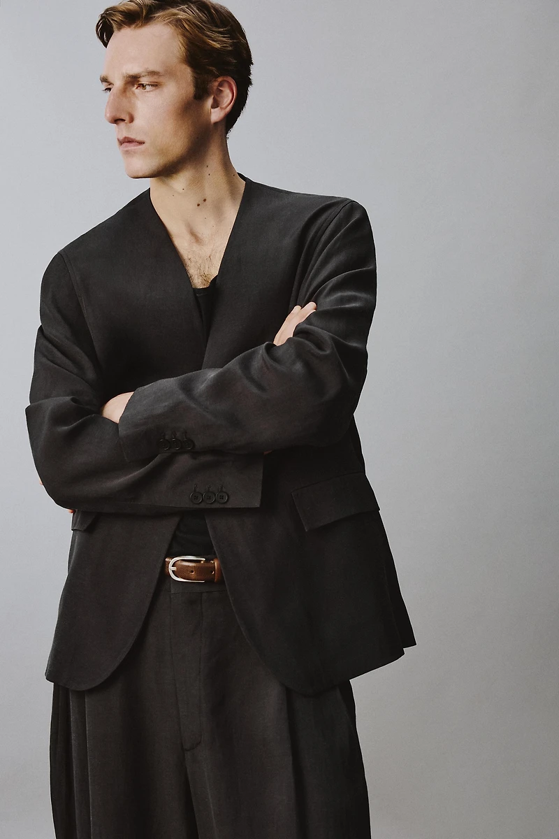 VESTE DE COSTUME SANS REVERS COUPE DÉCONTRACTÉE
