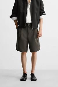 BELTED WIDE FIT BERMUDA SHORTS