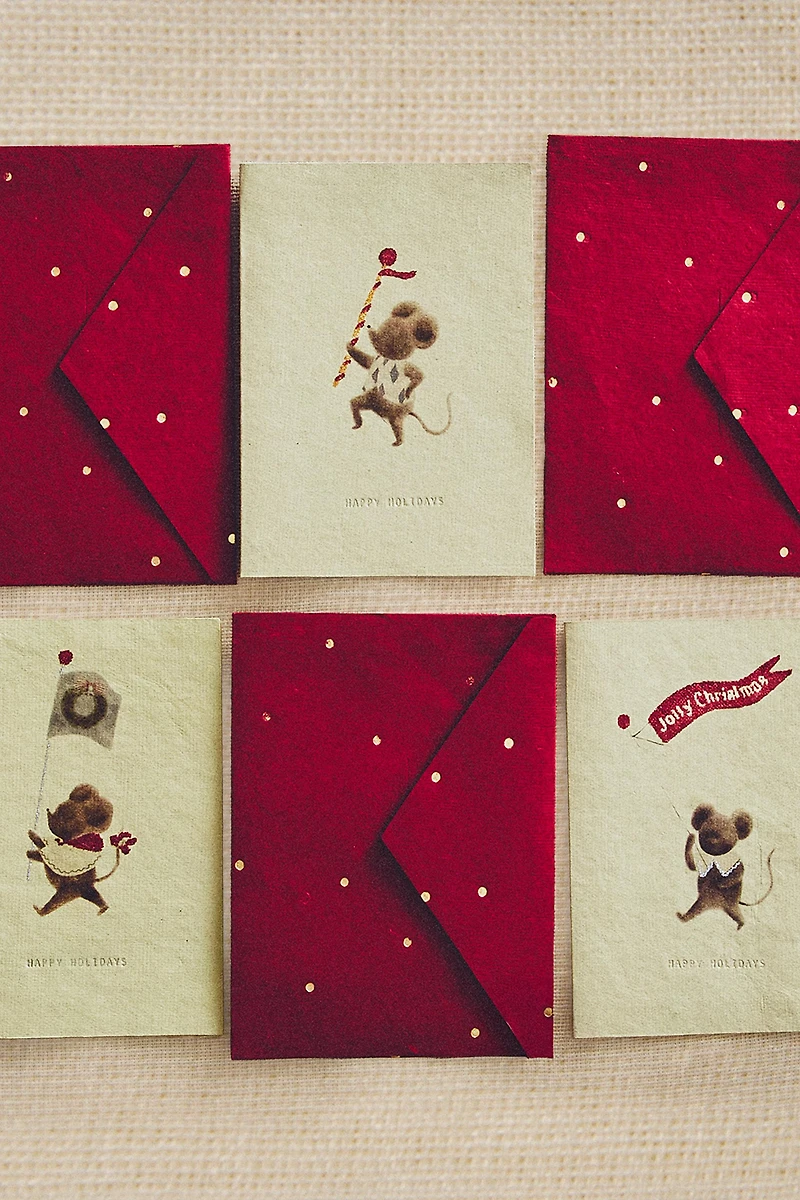 ENSEMBLE CARTES POSTALES SOURIS NOËL (ENSEMBLE DE 6)