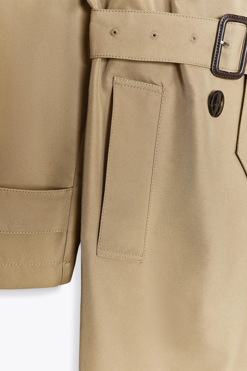 BELTED LONG DOUBLE BREASTED TRENCH COAT