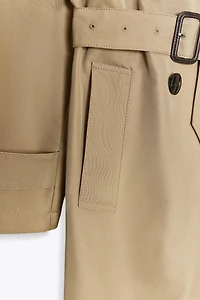 BELTED LONG DOUBLE BREASTED TRENCH COAT