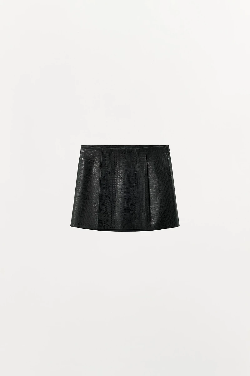 100% LEATHER MINI SKIRT