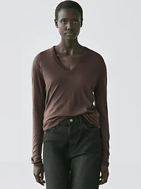 Silk and wool blend knit sweater