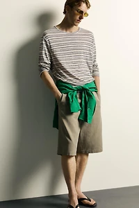 VISCOSE-LINEN STRIPED T-SHIRT
