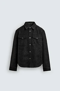 RELAXED FIT FAUX LEATHER OVERSHIRT