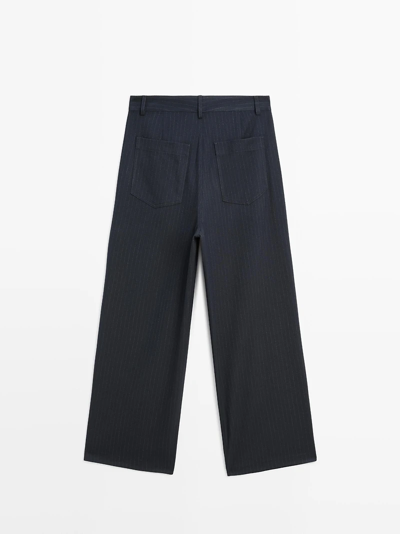 Pantalon large mid-rise à rayures tennis