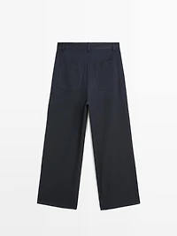 Pantalon large mid-rise à rayures tennis