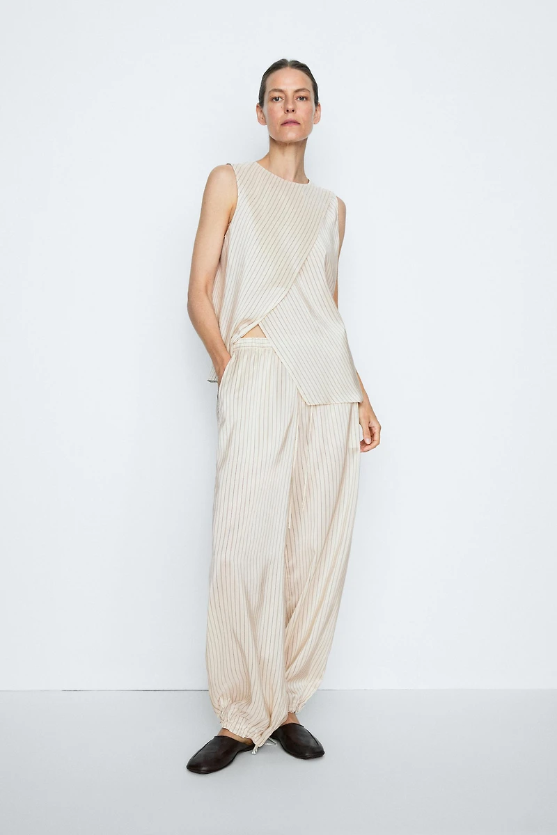 Striped flowing drop crotch pants - STUDIO