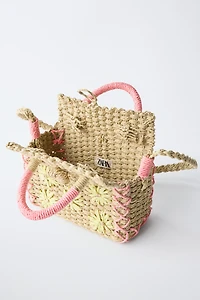 FAUX RAFFIA FLOWER BAG