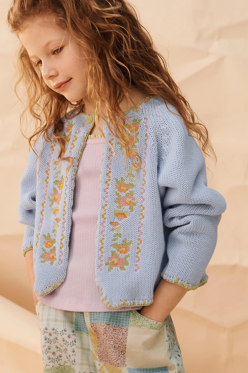 CROSS-STITCH FLORAL EMBROIDERED KNIT CARDIGAN LIMITED EDITION