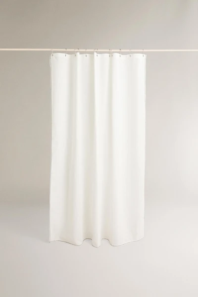 TOPSTITCHED SHOWER CURTAIN