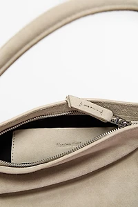 Split suede leather shoulder bag