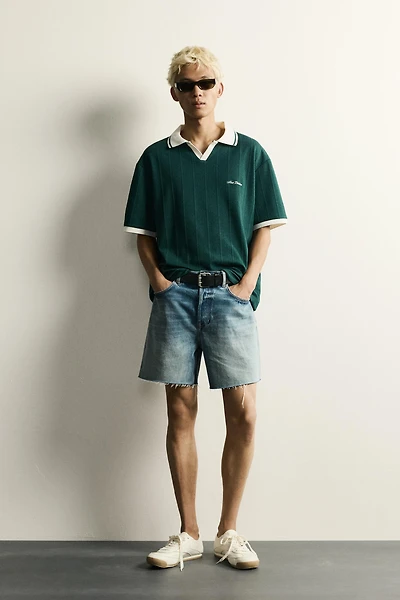 RELAXED FIT TEXTURED EMBROIDERED POLO