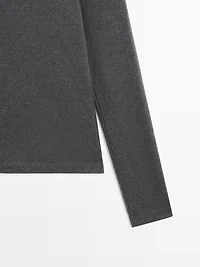 T-shirt chiné à manches longues et bord-côte