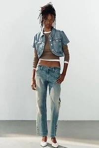 TRF MID-RISE STRAIGHT LEG SIDE STRIPE JEANS