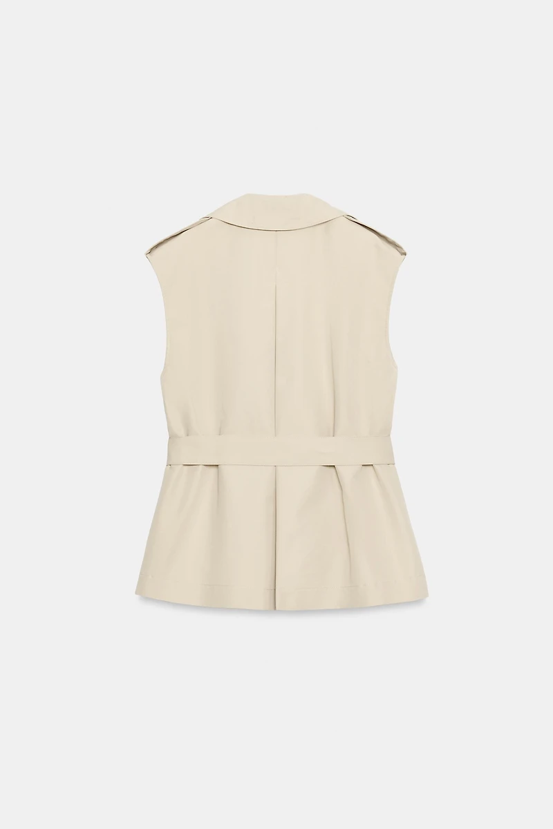 DOUBLE-BREASTED BELTED VEST