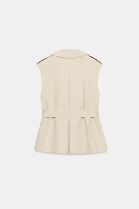 DOUBLE-BREASTED BELTED VEST