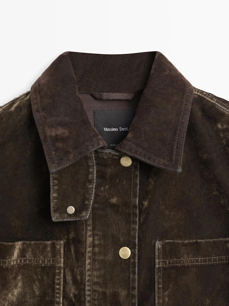 Flocked denim jacket with collar detail