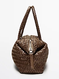 Small woven nappa leather satchel bag