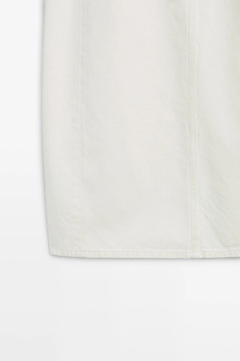 Barrel fit denim midi skirt