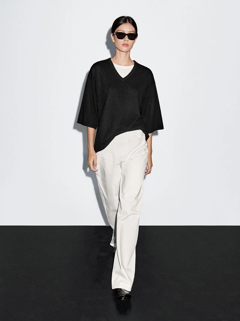 Wool blend V-neck sweater