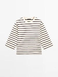 Striped T-shirt with elbow-length sleeves